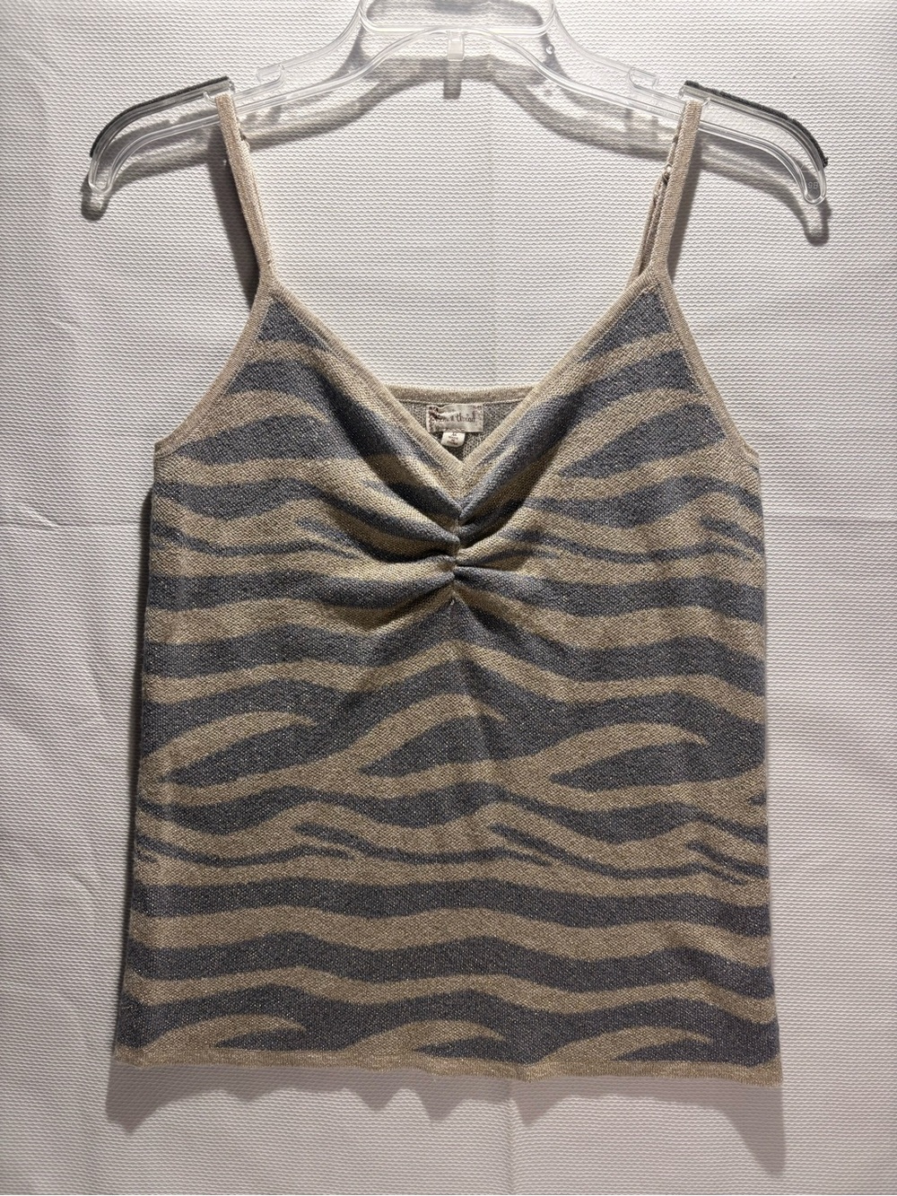Anthropologie Knitted Striped V-Neck Cami in Blue & Cream